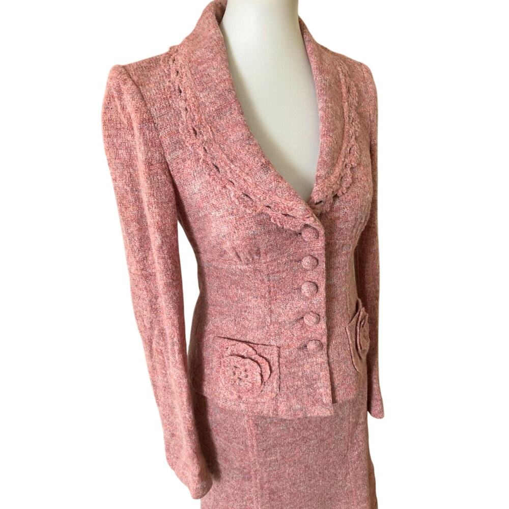 Vintage Y2K Nanette Lepore Knit Suit, Never Worn Sz. Small, Dusty Pink